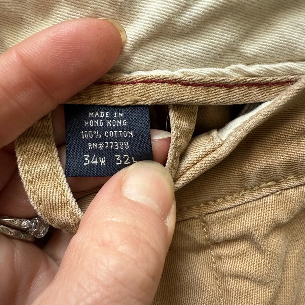 J Crew Men's Broken In Regular Fit Dark Tan Chinos in Size 34W 32L.